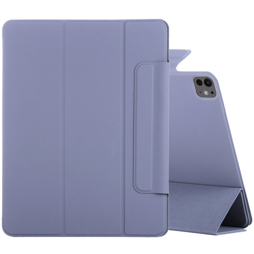 iPad Pro 11 2024 Double-sided Clip Fixed Buckle Magnetic PU Leather Smart Tablet Case - Purple