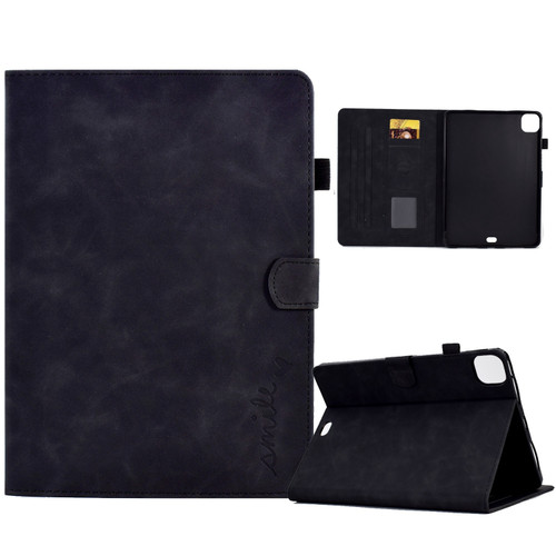 iPad Pro 11 2024 Embossed Smile Smart Leather Tablet Case - Purple