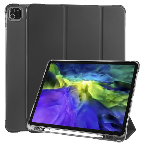 iPad Air 13 2024 / iPad Pro 12.9 - 2020 / iPad Pro 12.9 - 2018 3-folding Horizontal Flip PU Leather + Shockproof TPU Tablet Case with Holder & Pen Slot - Black