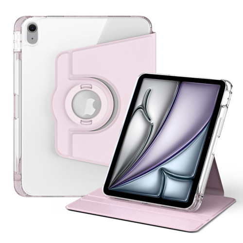 iPad Air 11 2024 360 Rotation Detachable Clear Acrylic Leather Tablet Case - Pink