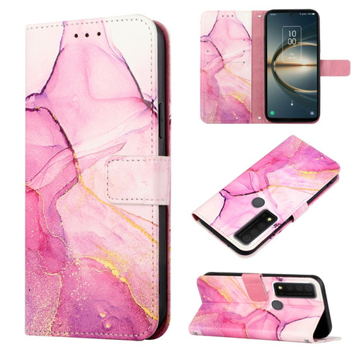 TCL 30 V 5G T781S/30 XE 5G PT003 Marble Pattern Flip Leather Phone Case - Pink Purple Gold LS001