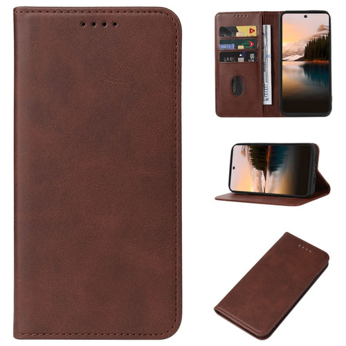 TCL 40 NXTpaper 4G Magnetic Closure Leather Phone Case - Brown