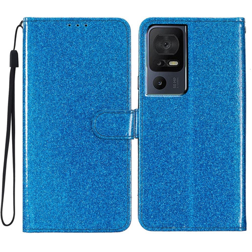 TCL 40 SE Glitter Powder Flip Leather Phone Case - Blue