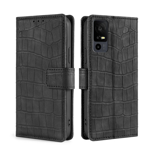 Phone Cases - TCL Crocodile Leather Magnetic Brown