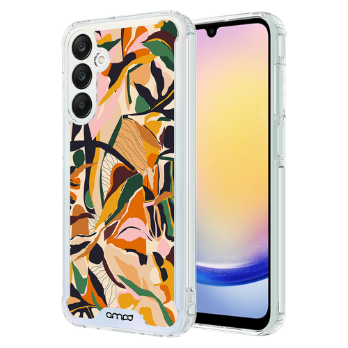 AMPD - TPU / Acrylic Hd Print Case for Samsung Galaxy A25 5G - Floral Orange Pattern