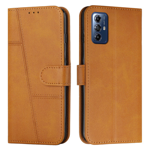 Motorola Moto G 5G 2024 Stitching Calf Texture Buckle Leather Phone Case - Yellow