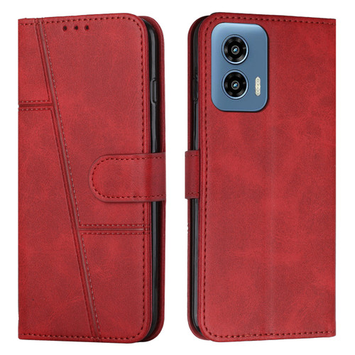 Motorola Moto G 5G 2024/G 5G 2024 Stitching Calf Texture Buckle Leather Phone Case - Red