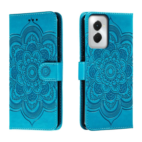 Motorola Moto G Power 5G 2024 Sun Mandala Embossing Pattern Phone Leather Case - Blue