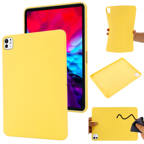 iPad Pro 13 2024 Pure Color Liquid Silicone Shockproof Tablet Case - Yellow