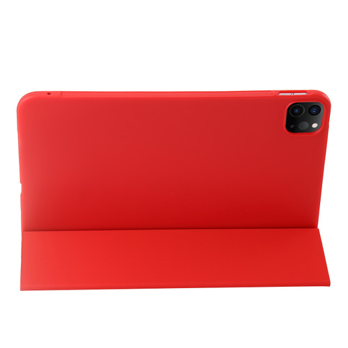 iPad Pro 13 2024 Three-fold Holder Flip Tablet Leather Case - Red