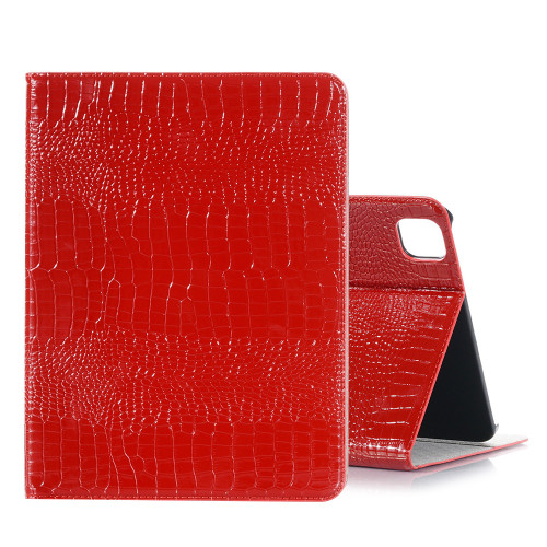 iPad Pro 11 2024 Crocodile Texture Leather Tablet Case - Brown