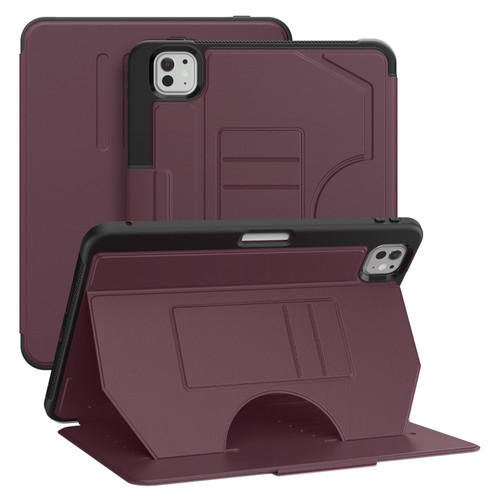 iPad Pro 11 2024 Notebook Magnetic Leather Tablet Case - Red