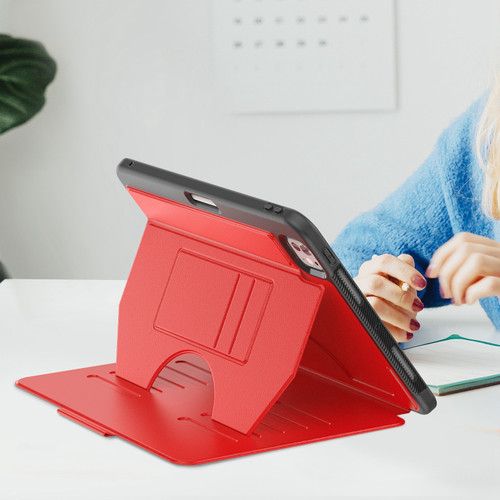 iPad Pro 11 2024 Notebook Magnetic Leather Tablet Case - Red
