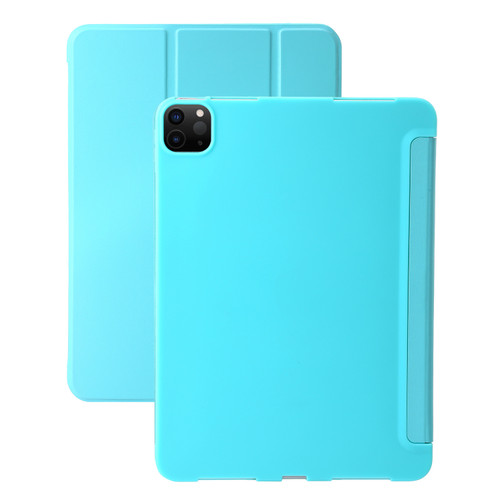 iPad Pro 11 2024 Three-fold Holder Flip Tablet Leather Case - Mint