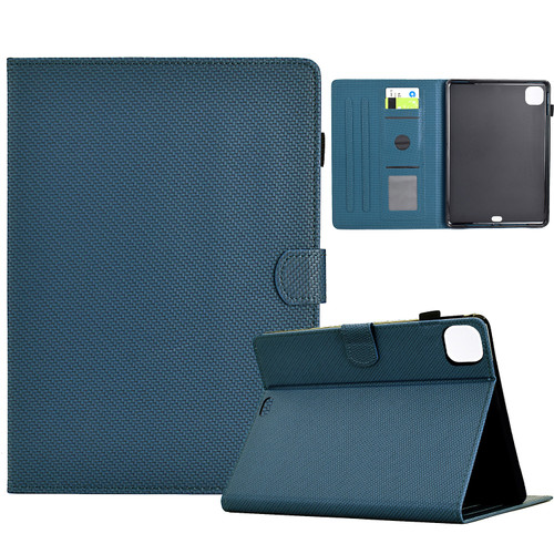 iPad Air 11 2024 Solid Color Fiber Texture Smart Tablet Leather Case - Royal Blue