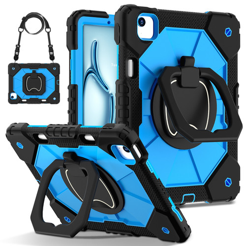 iPad Air 11 2024 Contrast Color Robot Silicone Hybrid PC Tablet Case - Black Blue