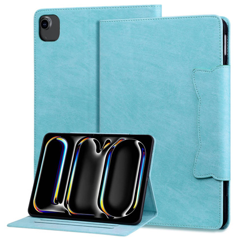 iPad Air 13 2024 Cat Buckle Leather Smart Tablet Case - Sky Blue