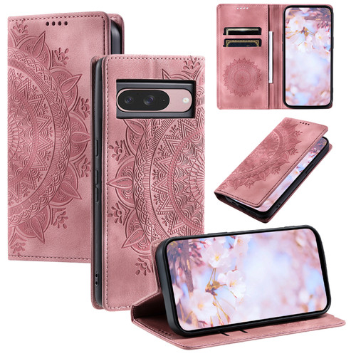 Google Pixel 9 / 9 Pro Totem Embossed Magnetic Leather Phone Case - Rose Gold