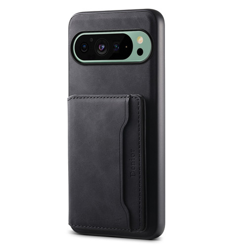 Google Pixel 9 Denior D13 Retro Texture Leather MagSafe Card Bag Phone Case - Black