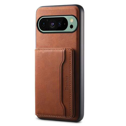 Google Pixel 9 Denior D13 Retro Texture Leather MagSafe Card Bag Phone Case - Brown