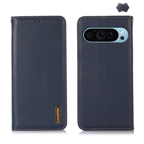 Google Pixel 9 KHAZNEH Nappa Top Layer Cowhide Leather Phone Case - Blue