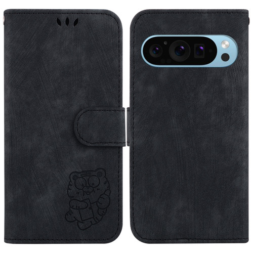 Google Pixel 9 Little Tiger Embossed Leather Phone Case - Black