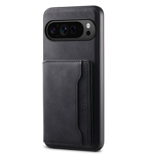 Google Pixel 9 Pro Denior D13 Retro Texture Leather MagSafe Card Bag Phone Case - Black