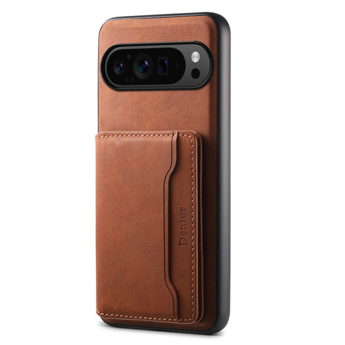 Google Pixel 9 Pro Denior D13 Retro Texture Leather MagSafe Card Bag Phone Case - Brown
