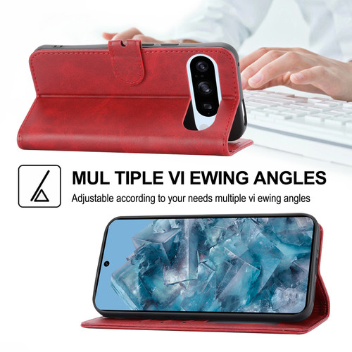 Google Pixel 9 Pro Embossed Happy Cat Pattern Flip Leather Phone