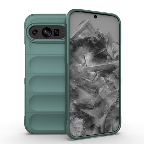 Google Pixel 9 Pro XL 5G Magic Shield TPU + Flannel Phone Case - Dark Green