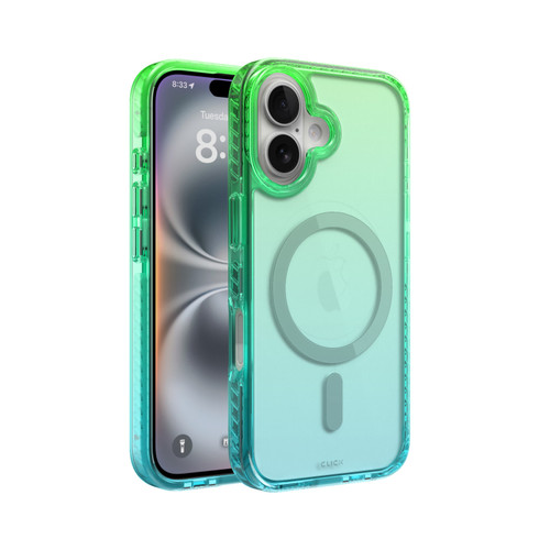 CLICK Clear Ombre MagSafe Series iPhone 16 Case - Green Blue