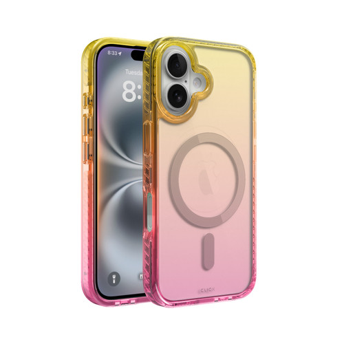 CLICK Clear Ombre MagSafe Series iPhone 16 Case - Yellow Pink