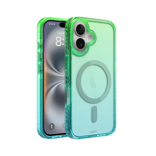 CLICK Clear Ombre MagSafe Series iPhone 16 Plus Case - Green Blue