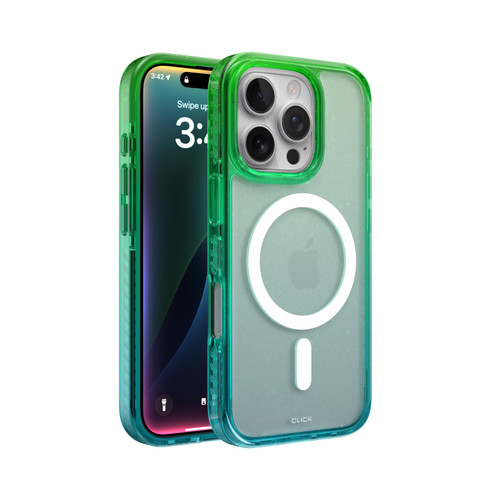 CLICK Clear Ombre MagSafe Series iPhone 16 Pro Case - Green Blue