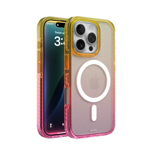 CLICK Clear Ombre MagSafe Series iPhone 16 Pro Max Case - Yellow Pink