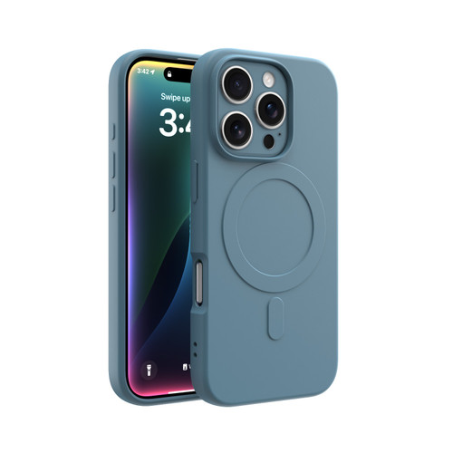 CLICK Slim Silicone MagSafe Series iPhone 16 Pro Case - Blue