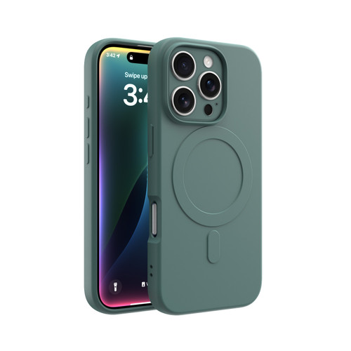 CLICK Slim Silicone MagSafe Series iPhone 16 Pro Case - Green
