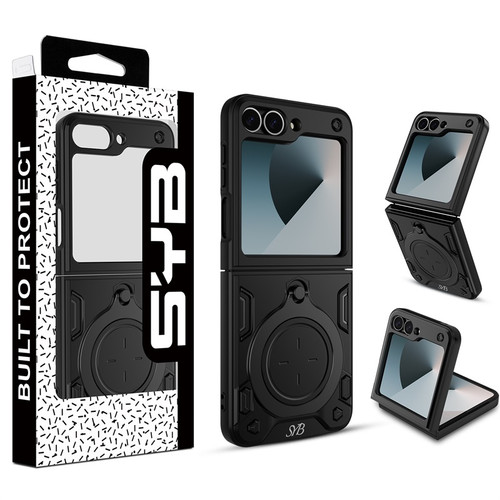 SYB Anti-Drop Hybrid Protector Case (with Ring Stand) for Samsung Galaxy Z Flip6 - Black / Black SYB Anti-Drop Hybrid Protector Case (with Ring Stand) for Samsung Galaxy Z Flip6 - Black / Black