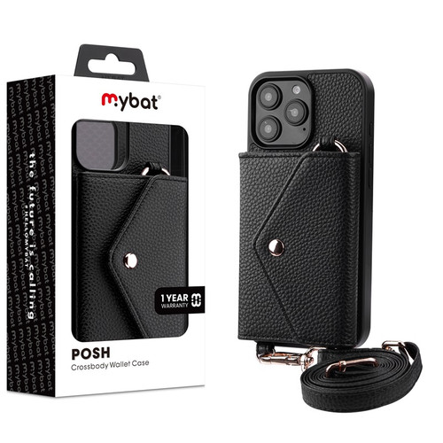 MyBat Posh Crossbody Wallet Case for Apple iPhone 16 Pro - Black