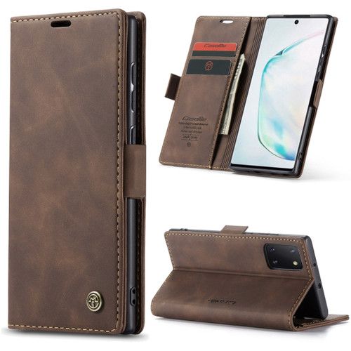 Galaxy A81 / Note 10 Lite CaseMe Multifunctional Horizontal Flip Leather Case, with Card Slot & Holder & Wallet - Coffee