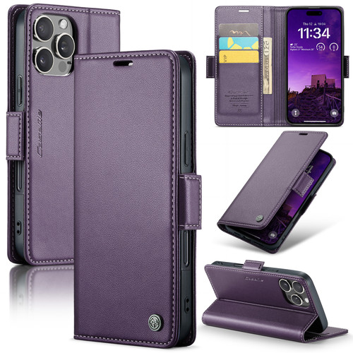 iPhone 16 Pro Max CaseMe 023 Butterfly Buckle Litchi Texture RFID