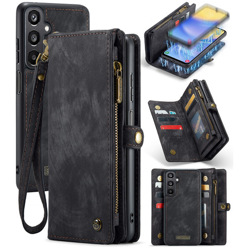 Samsung Galaxy A15 5G CaseMe 008 Multifunctional Zipper Wallet Leather Phone Case with Lanyard - Black