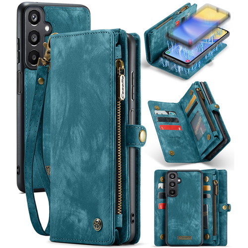Samsung Galaxy A15 5G CaseMe 008 Multifunctional Zipper Wallet Leather Phone Case with Lanyard - Blue