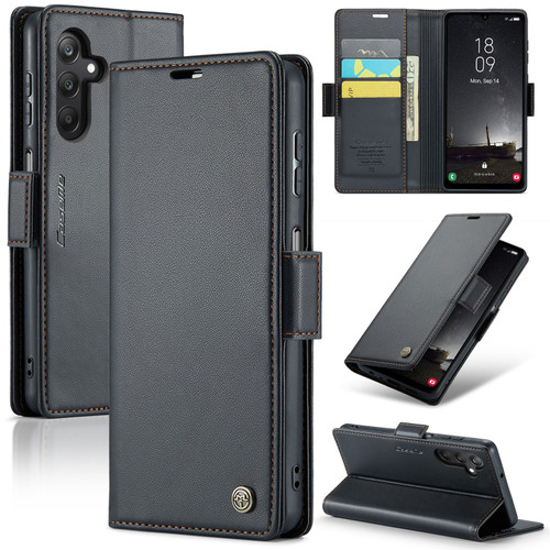 Samsung Galaxy A25 5G CaseMe 023 Butterfly Buckle Litchi Texture RFID Anti-theft Leather Phone Case - Black