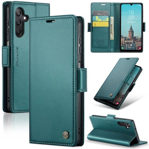Samsung Galaxy A25 5G CaseMe 023 Butterfly Buckle Litchi Texture RFID Anti-theft Leather Phone Case - Pearly Blue