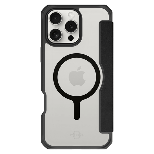 Itskins - Hybridr Folio Magsafe Case for Apple iPhone 16 Pro Max - Black