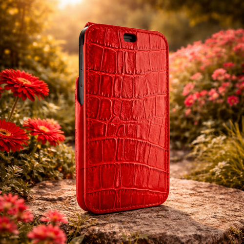 Piel Frama 987 Red Crocodile iMagnum Leather Case for iPhone 16 Pro Max | iPhone 16 Plus