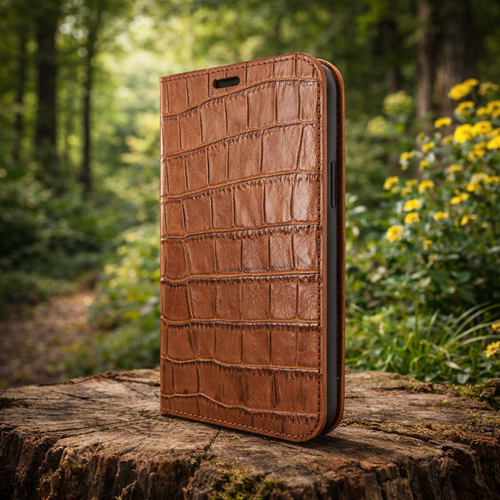 Piel Frama 995 Brown Crocodile FramaSlim Leather Case for iPhone 16 Plus