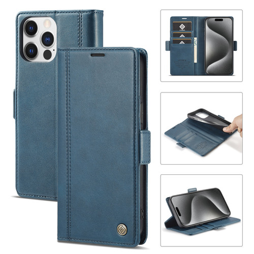 iPhone 16 Pro Max LC.IMEEKE Skin-friendly Card Slots Leather Phone Case - Blue