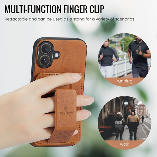 iPhone 16 Plus Fierre Shann Oil Wax Cow Leather Card Holder Back